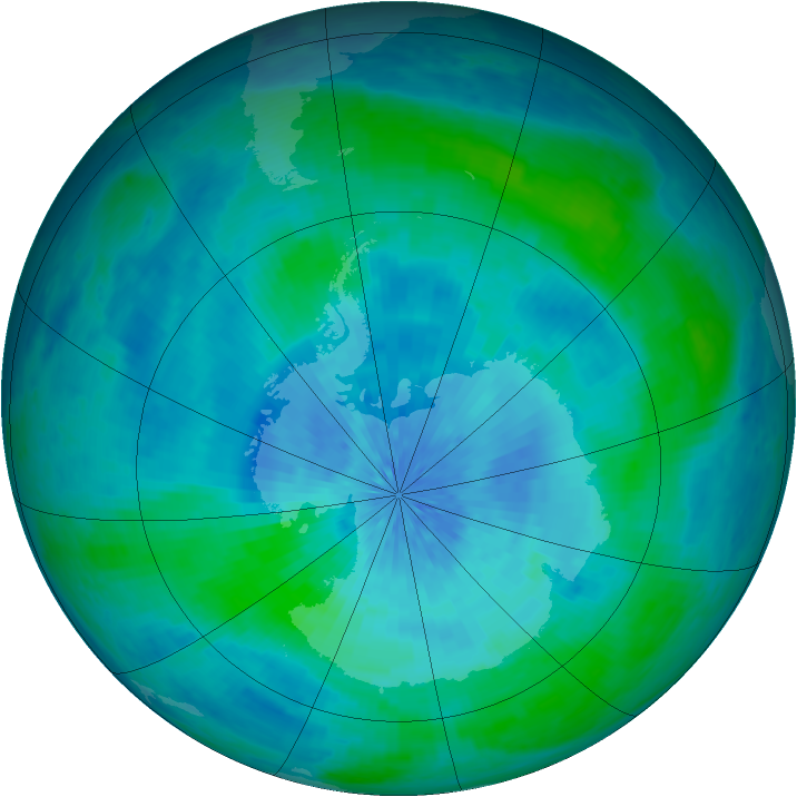 Antarctic ozone map for 11 March 2002